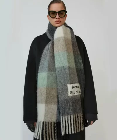 Acne Studios Multi Check Scarf GreenGreyBlack 3
