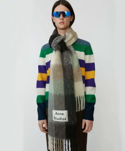Acne Studios Multi Check Scarf GreenGreyBlack 4