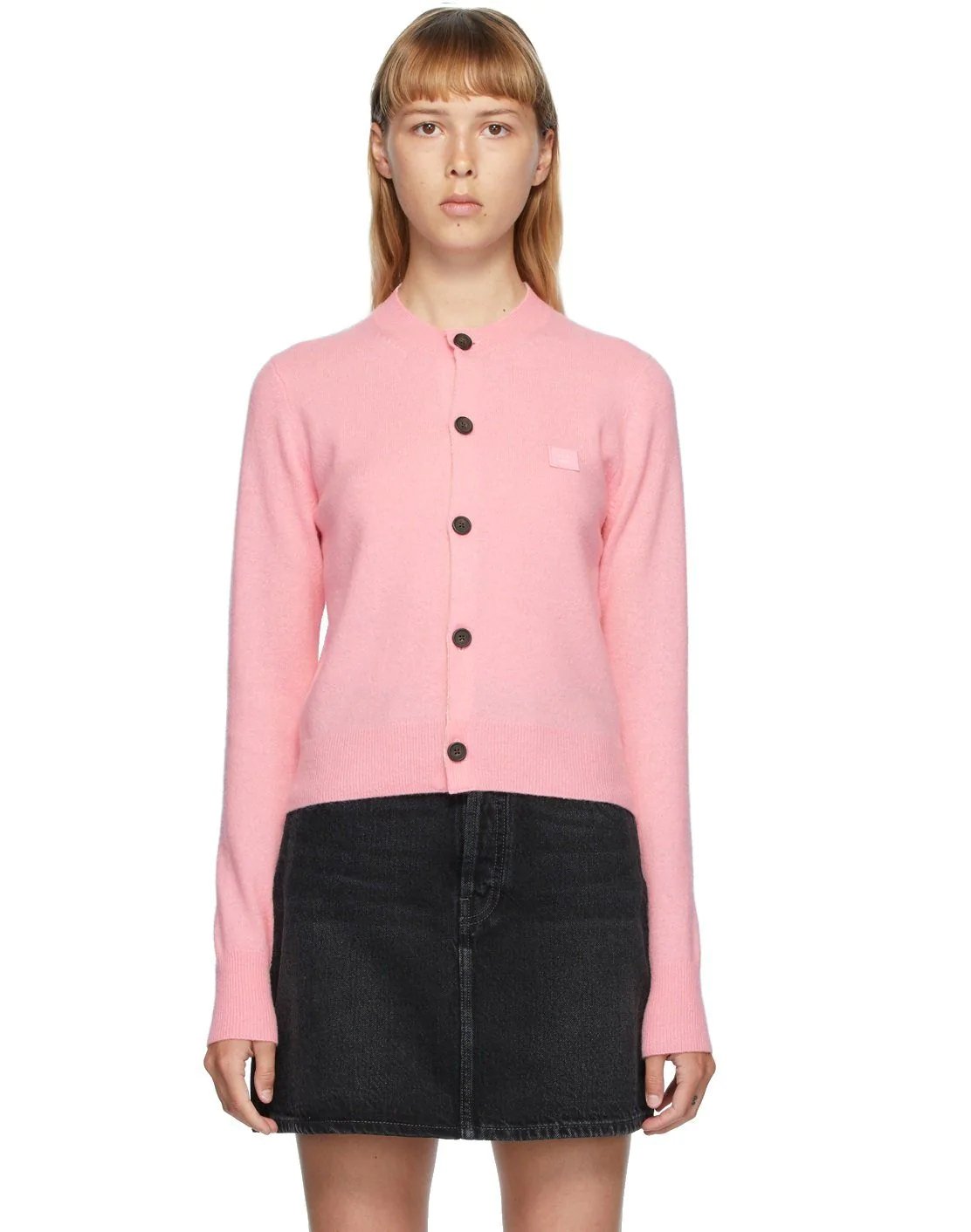 Acne Studios Pink Patch Crewneck Cardigan-20263711