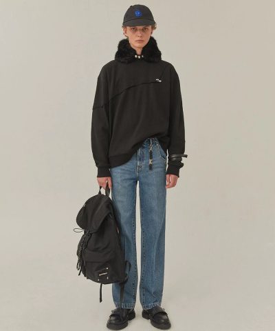 Ader Error Womens Black Torn Label Backpack 1