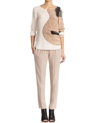 Akris Punto Natural Guitar-Print Silk Blouse - Image 3