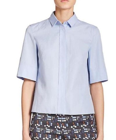 Akris Punto Poplin Plisse-Back Shirt, Blue-20227796