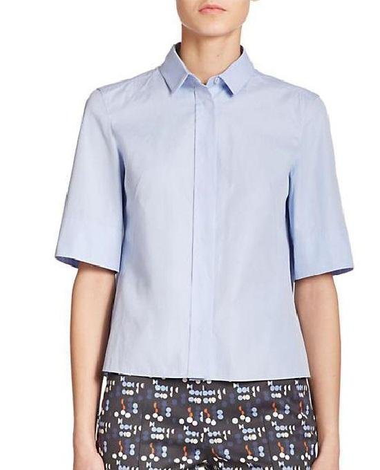 Akris Punto Poplin Plisse-Back Shirt, Blue-20227796