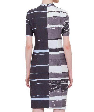 Alternative view of Akris Punto Short-Sleeve Brushstroke Sheath Dress, Multi Colors