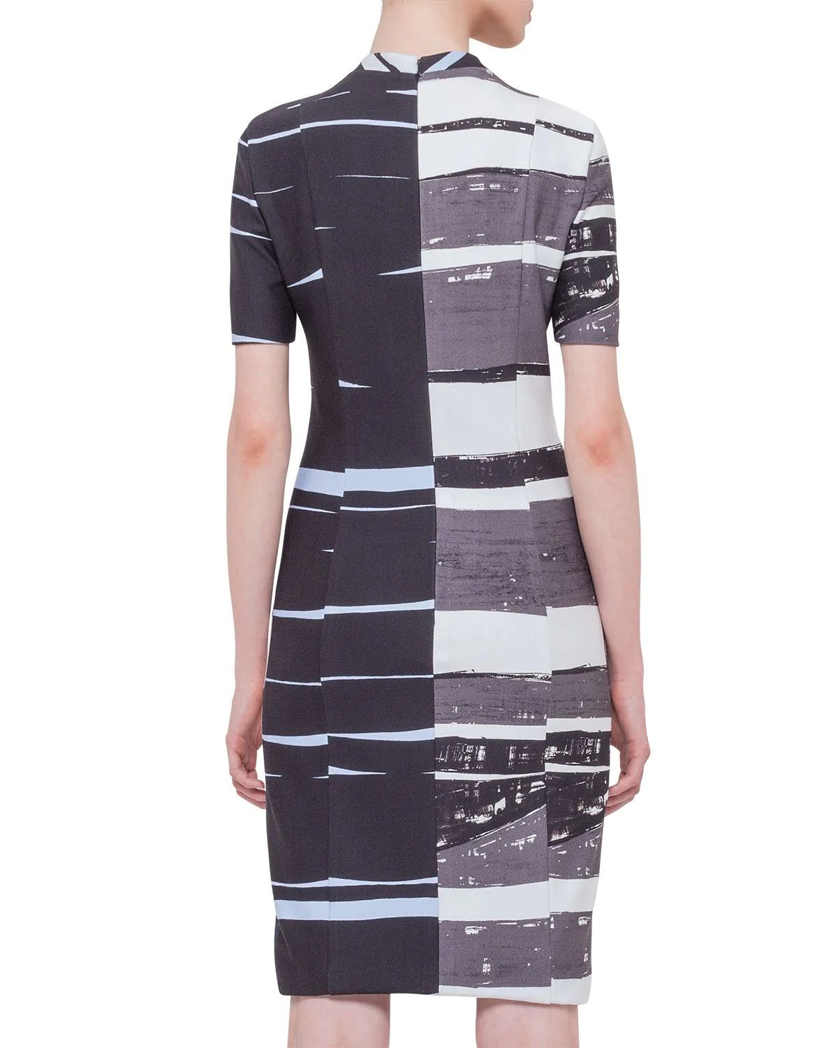 Alternative view of Akris Punto Short-Sleeve Brushstroke Sheath Dress, Multi Colors