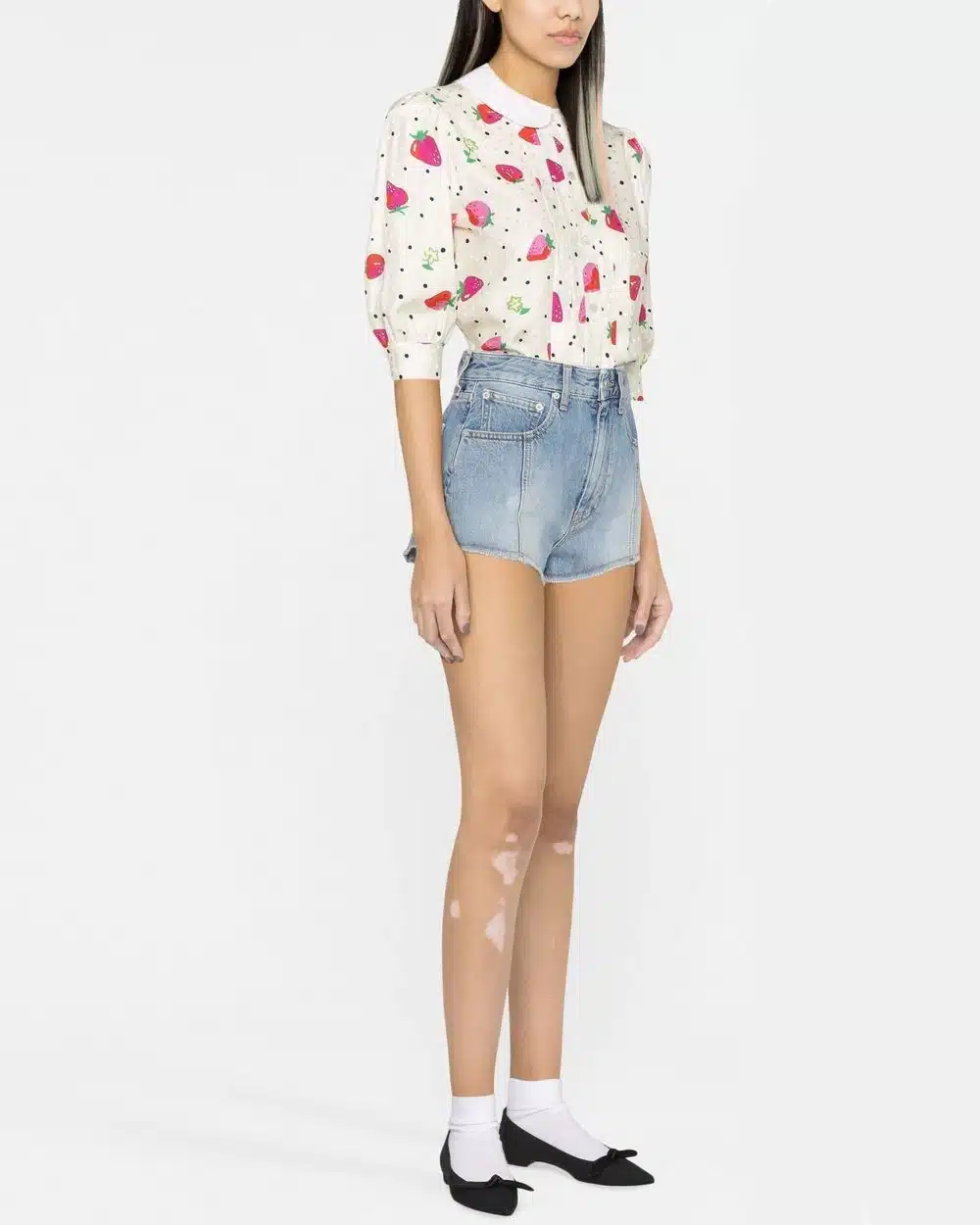 Alternative view of Alessandra Rich Strawberry-Print Silk Blouse