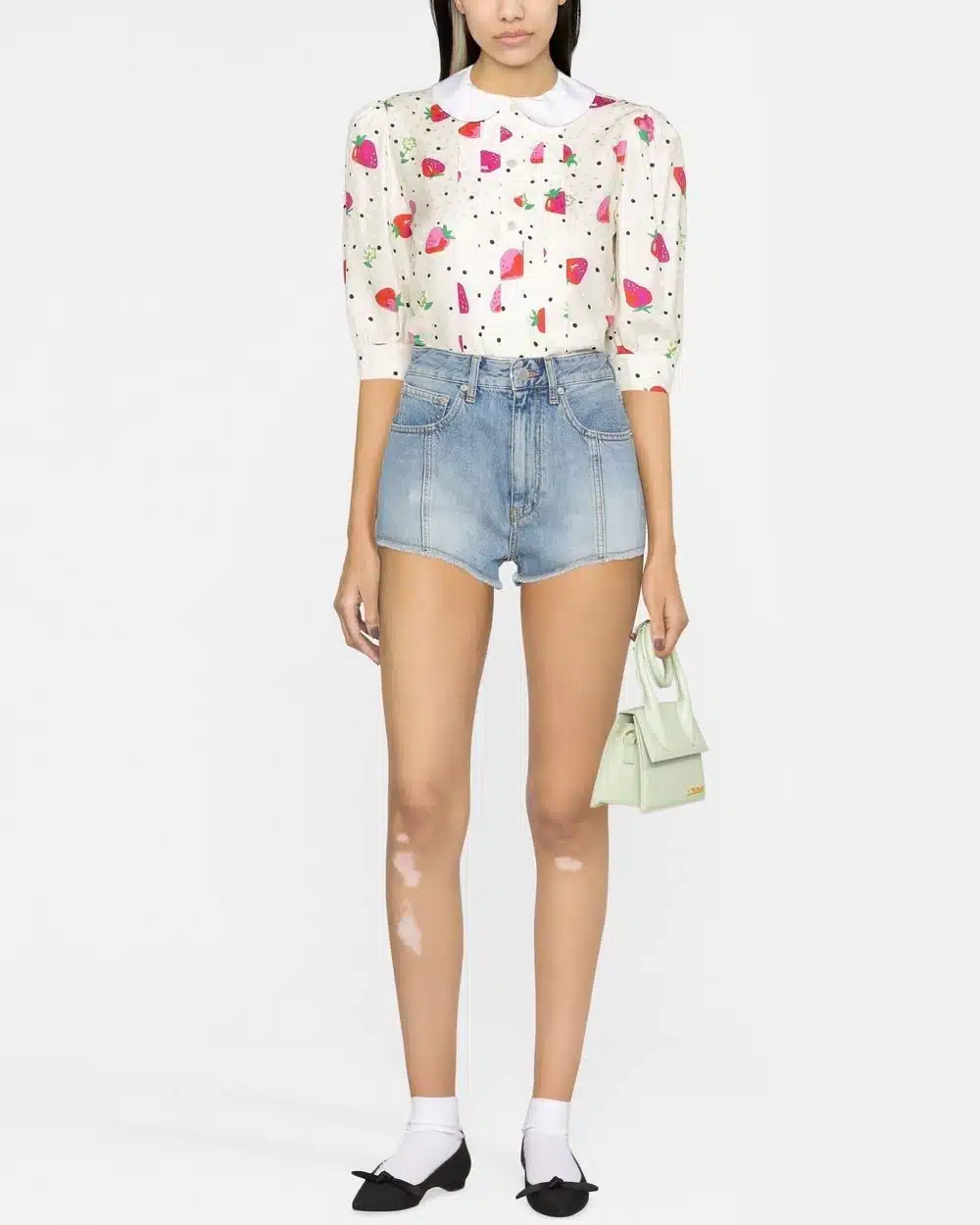 Alessandra Rich Strawberry-Print Silk Blouse-20295524