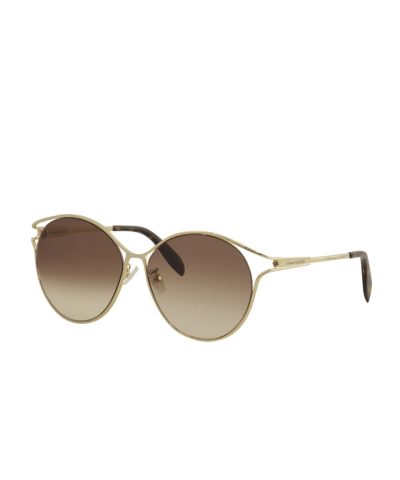 Alternative view of Alexander McQueen AM0210SA 002 Gold Round Sunglasses