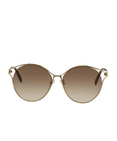Alexander McQueen AM0210SA 002 Gold Round Sunglasses-20239432