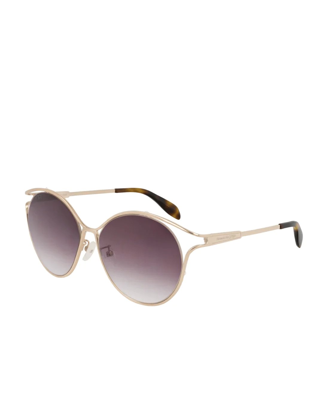 Alternative view of Alexander McQueen AM0210SA 004 Gold Violet Round Sunglasses