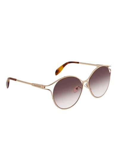 Alexander McQueen AM0210SA 004 Gold Violet Round Sunglasses 2
