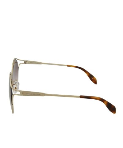 Alexander McQueen AM0210SA 004 Gold Violet Round Sunglasses 3