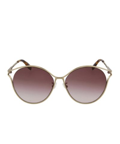 Alexander McQueen AM0210SA 004 Gold Violet Round Sunglasses-20239427