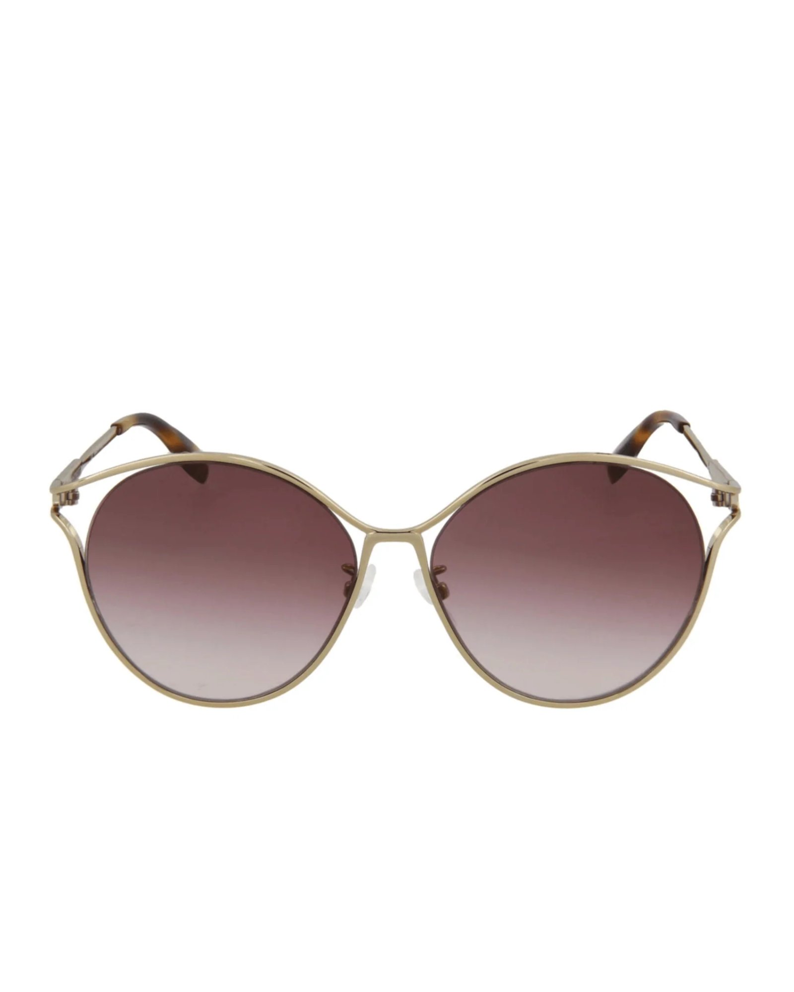 Alexander McQueen AM0210SA 004 Gold Violet Round Sunglasses-20239426