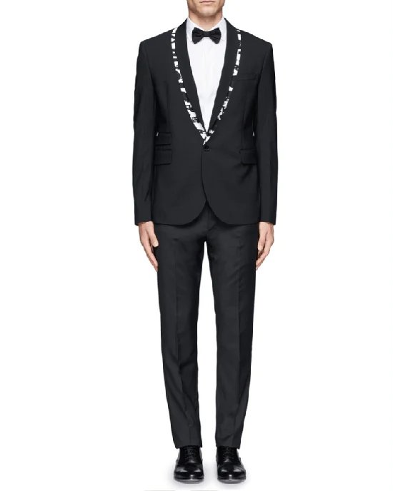 Alternative view of Alexander McQueen Black Logo Tape Trim Wool-Blend Tuxedo Jacket