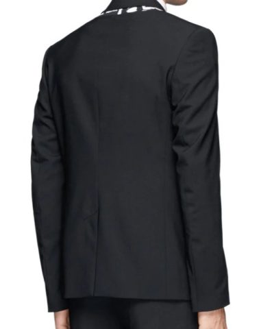 Alexander McQueen Black Logo Tape Trim Wool-Blend Tuxedo Jacket - Image 3