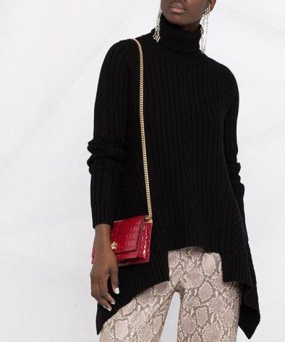 Alternative view of Alexander Mcqueen Black Draped Wool-Cashmere Roll-Neck Sweater