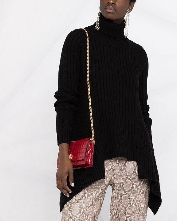 Alternative view of Alexander Mcqueen Black Draped Wool-Cashmere Roll-Neck Sweater