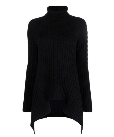 Alexander Mcqueen Black Draped Wool-Cashmere Roll-Neck Sweater-20247514
