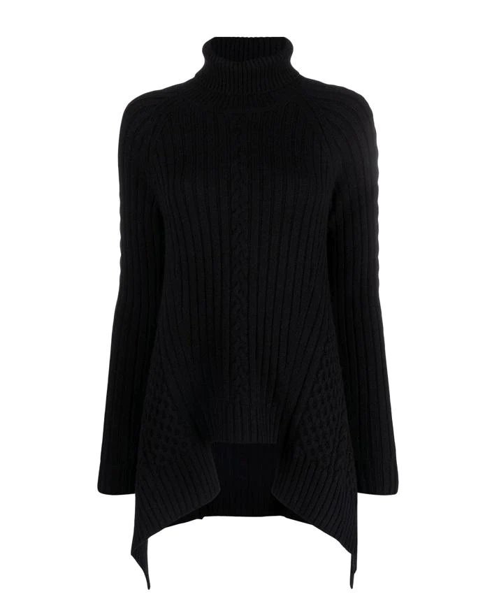 Alexander Mcqueen Black Draped Wool-Cashmere Roll-Neck Sweater-20247514