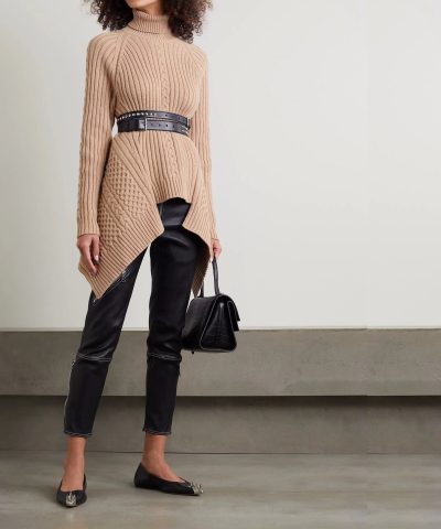 Alexander Mcqueen Wool Cashmere Knit Flared Turtleneck Sweater 1
