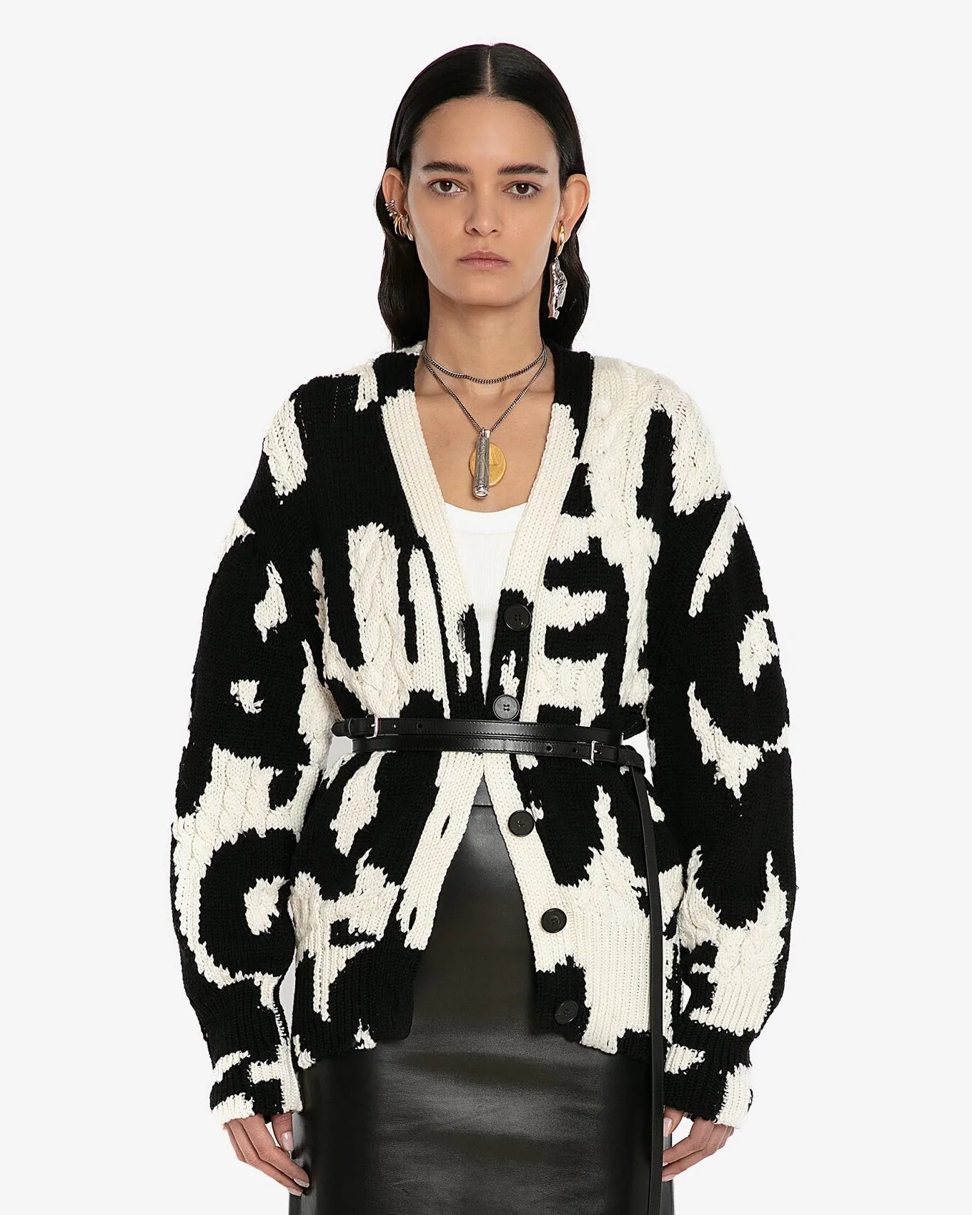 Alexander Mcqueen Wool McQueen Graffiti Intarsia Cardigan-20237081