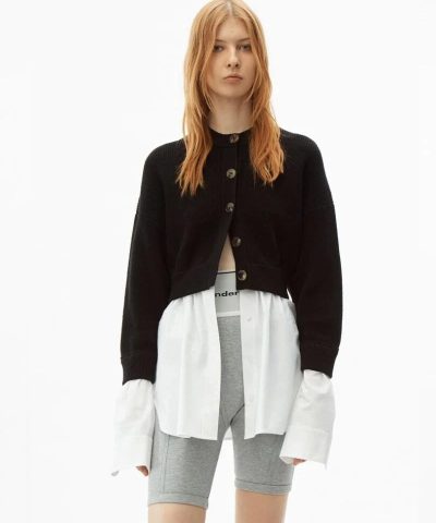 Alternative view of Alexander Wang Bi-Layer Oxford Shirting Cardigan