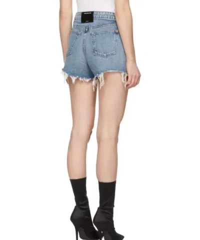 Alexander Wang Bite Short In Light Indigo Aged Denim - Image 3