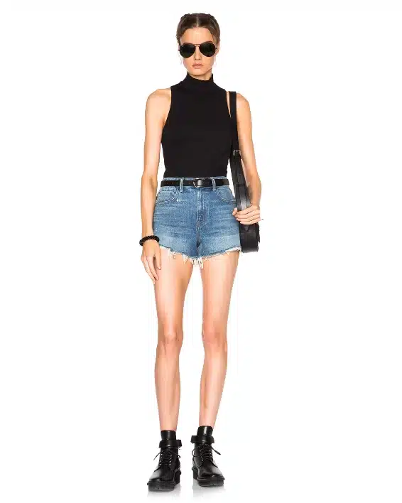 Alexander Wang Bite Short In Light Indigo Aged Denim-20298014