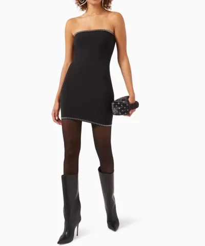 Alexander Wang Crystal Trim Mini Dress In Compact Nylon - Image 4