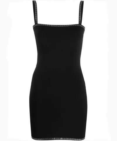 Alexander Wang Crystal Trim Mini Dress In Compact Nylon-20294719