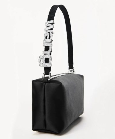 Alexander Wang Heiress Satin Pouch With Crystal Logo Black 2