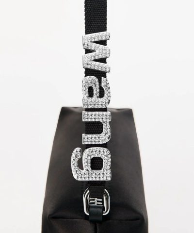 Alexander Wang Heiress Satin Pouch With Crystal Logo Black 3