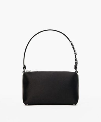 Alexander Wang Heiress Satin Pouch With Crystal Logo, Black-20251207