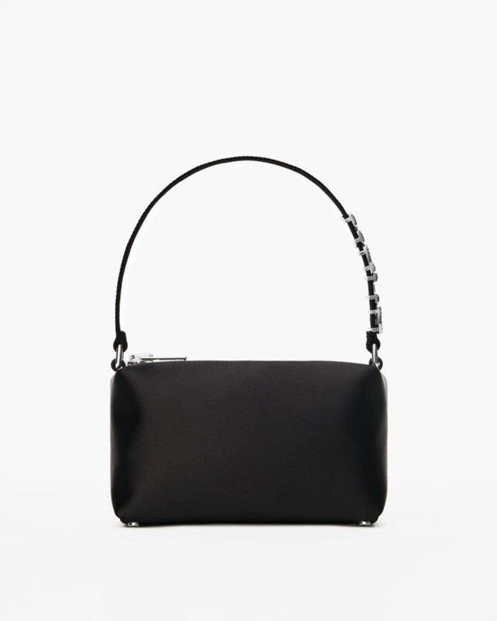 Alexander Wang Heiress Satin Pouch With Crystal Logo, Black-20251207