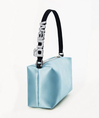 Alternative view of Alexander Wang Heiress Satin Pouch With Crystal Logo, Blue
