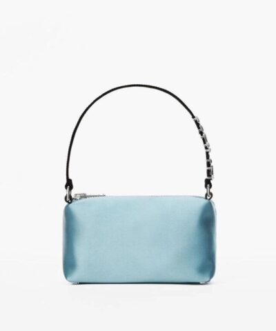 Alexander Wang Heiress Satin Pouch With Crystal Logo, Blue-20251186