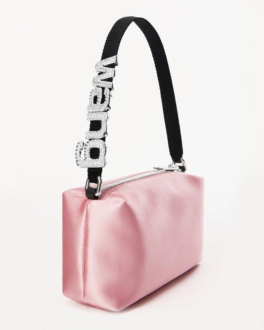 Alternative view of Alexander Wang Heiress Satin Pouch With Crystal Logo, Pink