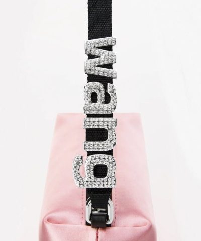 Alexander Wang Heiress Satin Pouch With Crystal Logo, Pink - Image 4