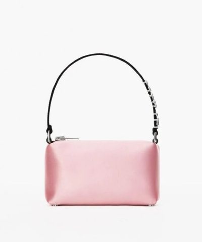 Alexander Wang Heiress Satin Pouch With Crystal Logo, Pink-20251200