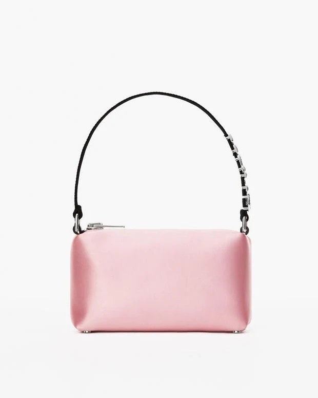 Alexander Wang Heiress Satin Pouch With Crystal Logo, Pink-20251200
