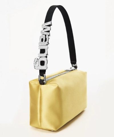 Alternative view of Alexander Wang Heiress Satin Pouch With Crystal Logo, Yellow
