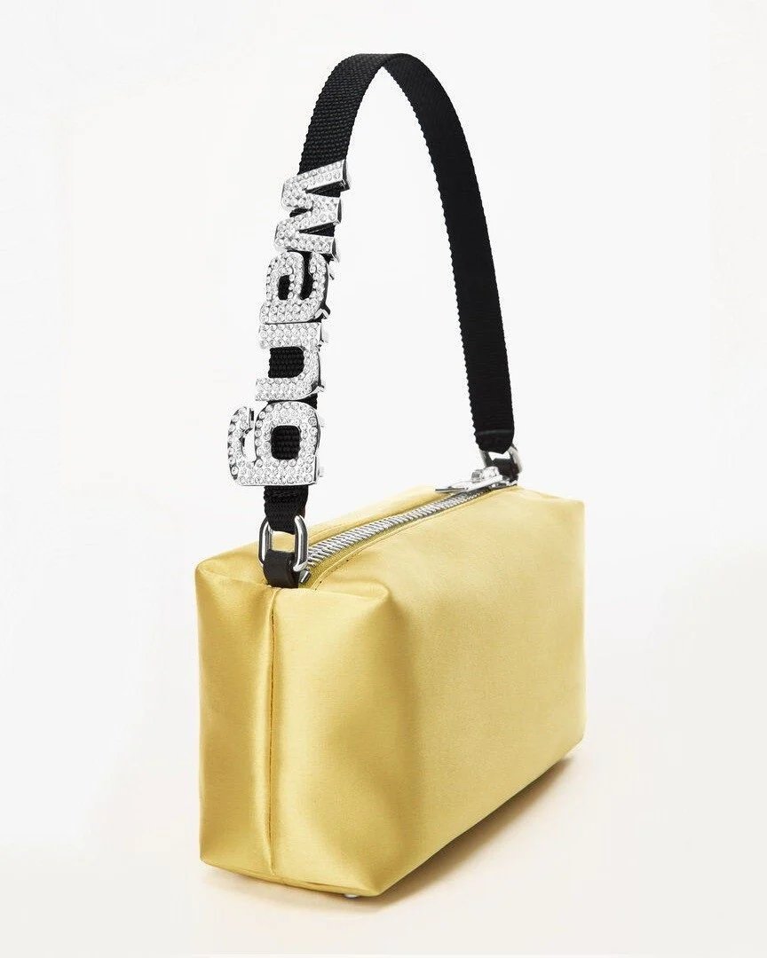 Alternative view of Alexander Wang Heiress Satin Pouch With Crystal Logo, Yellow