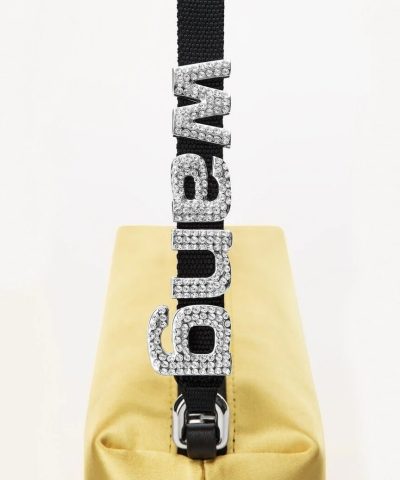 Alexander Wang Heiress Satin Pouch With Crystal Logo, Yellow - Image 4