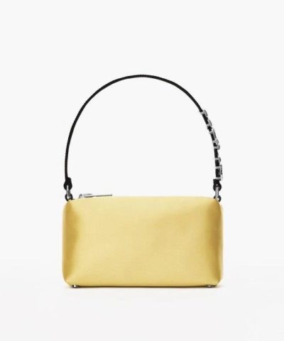 Alexander Wang Heiress Satin Pouch With Crystal Logo, Yellow-20251193