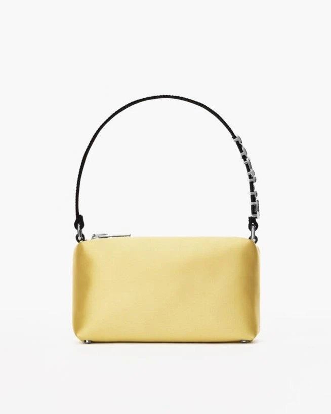 Alexander Wang Heiress Satin Pouch With Crystal Logo, Yellow-20251193