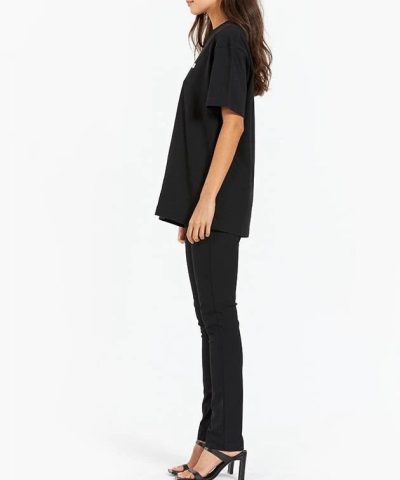 Alexander Wang Logo-Print Cotton T-Shirt, Black - Image 6