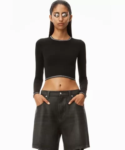 Alexander Wang Logo Trim Pullover In Compact Nylon-20294721