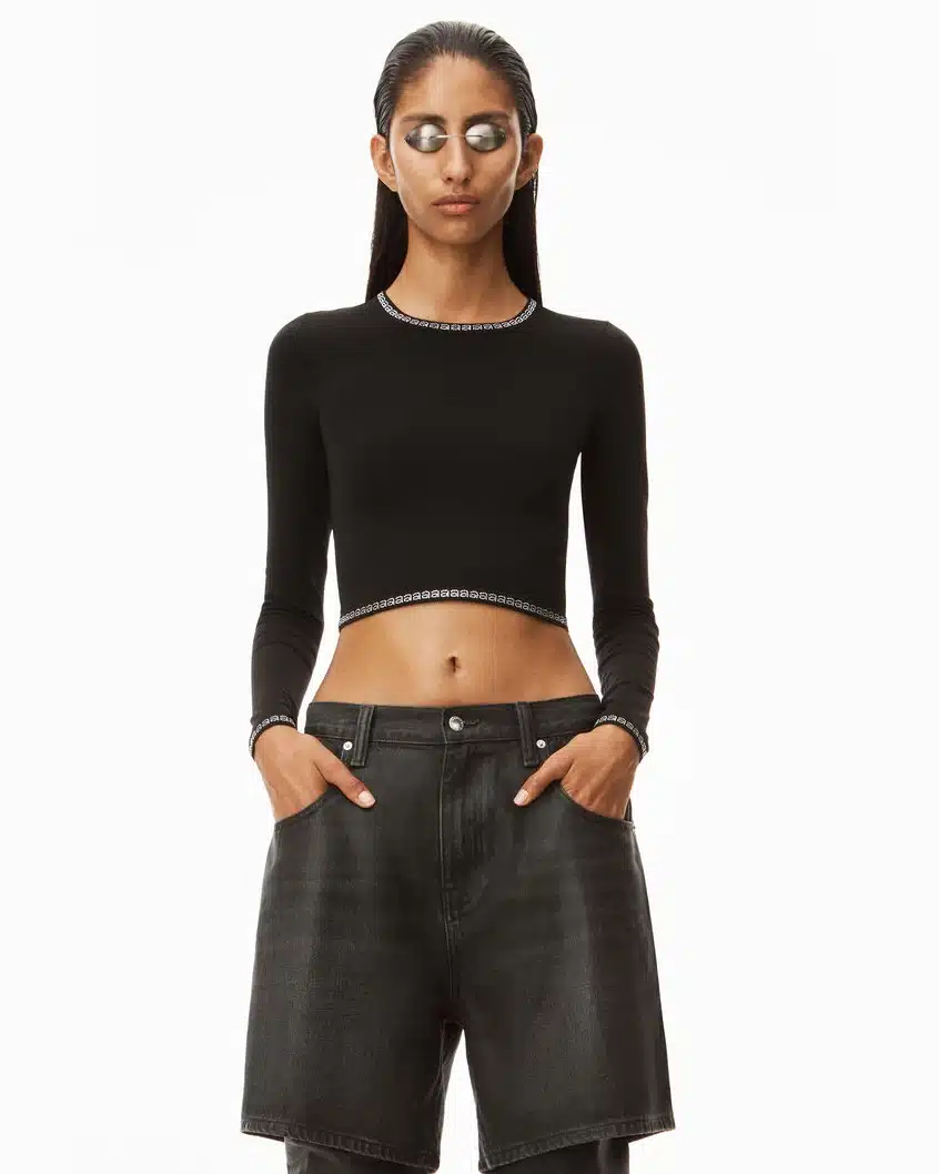 Alexander Wang Logo Trim Pullover In Compact Nylon-20294721