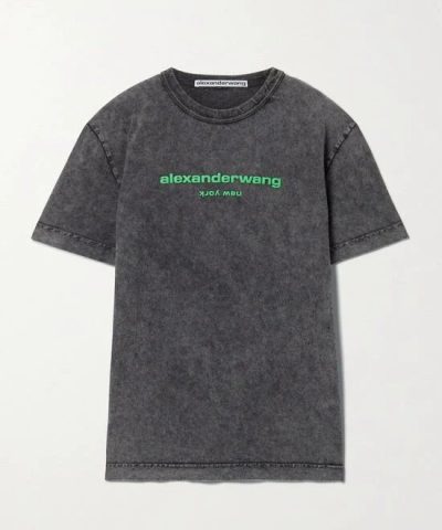 Alexander Wang Printed Acid-Wash Cotton-Jersey T-Shirt-20241474